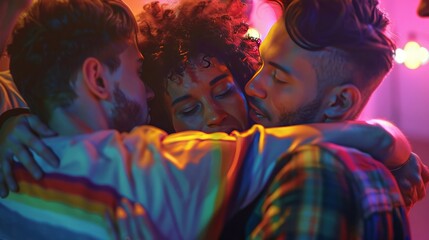 Embracing Diversity and Friendship in a Neon Glow