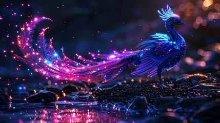 Magical fairy-tale phoenix bird - obrazy, fototapety, plakaty