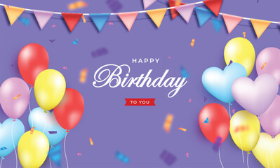 happy birthday colorful balloons icon isolated vector illustration