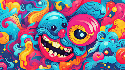 Fototapeta premium Cheerful Melty Mashup in Vibrant Pattern Background Ai Generative 