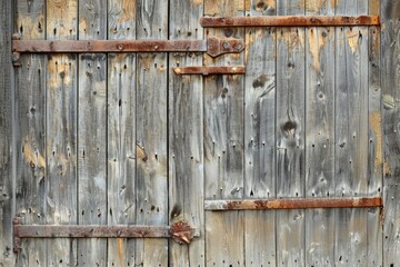 Rustic wooden planks on an old barn door