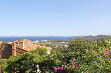 View of the Mediterranean Sea from the village of Bormes les Mimosas in the department of Var Provence-Alpes-Côte d'Azur France