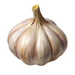 Isolated garlic. White fresh garlic