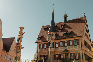 Old national German town house in Bietigheim-Bissingen, Baden-Wuerttemberg, Germany, Europe. Old Town is full of colorful and well preserved buildings.