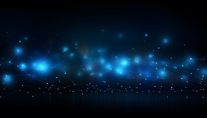 Fototapeta premium Abstract technology background with glowing lines and dots in blue color