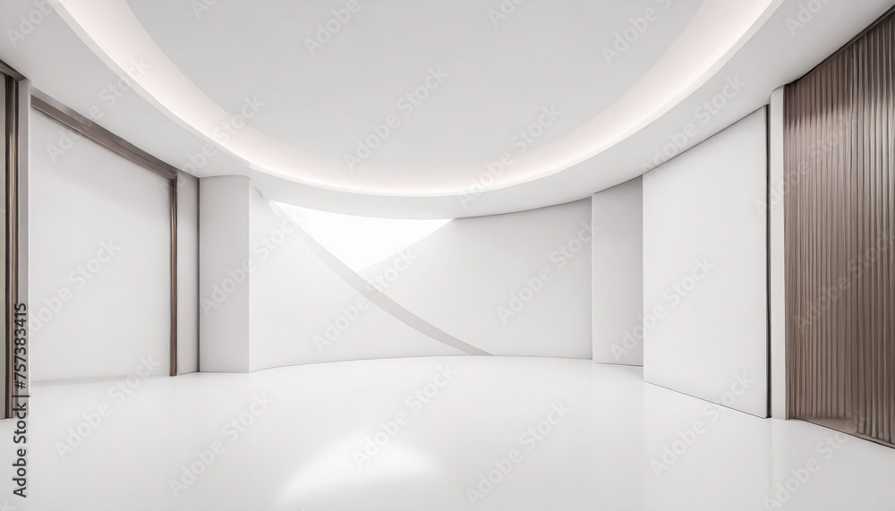 Poster white studio room template on empty background with modern concept. product display backdrops for de