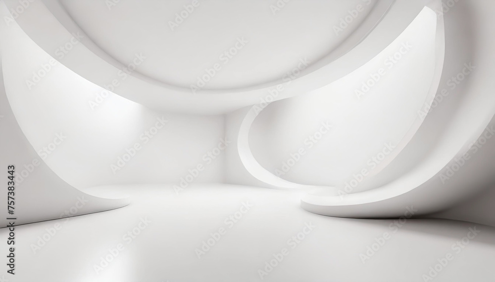 Poster white studio room template on empty background with modern concept. product display backdrops for de