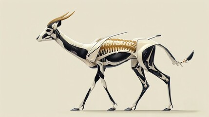 Fototapeta premium Design a hybrid creature that combines the grace of a gazelle with metal plating along its spine
