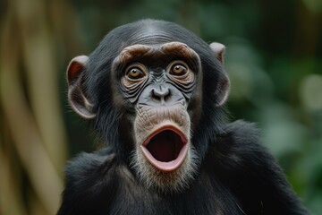 Ape shocked. Primate mammal travel. Generate Ai