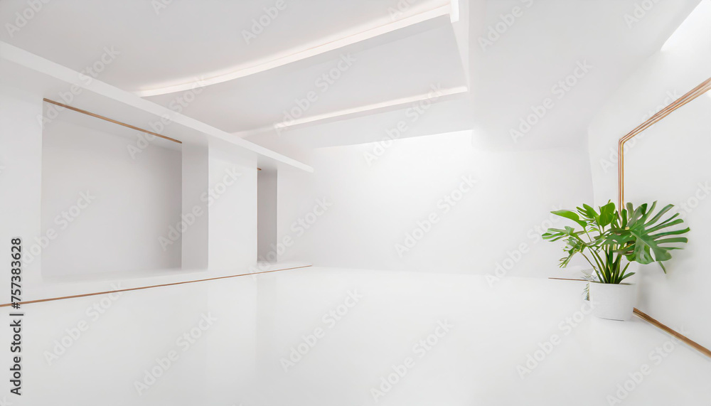 Poster white studio room template on empty background with modern concept. product display backdrops for de