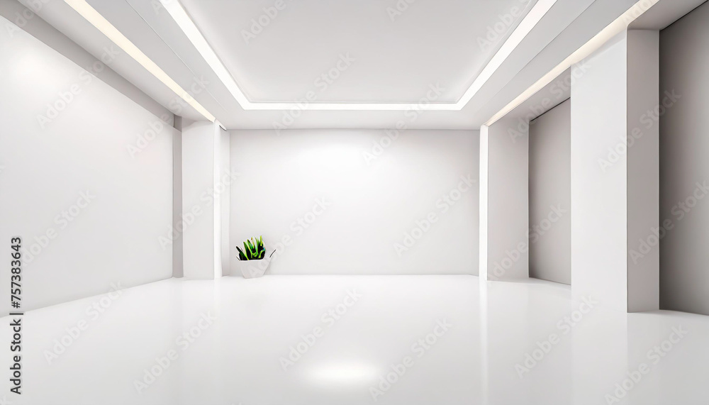 Poster white studio room template on empty background with modern concept. product display backdrops for de