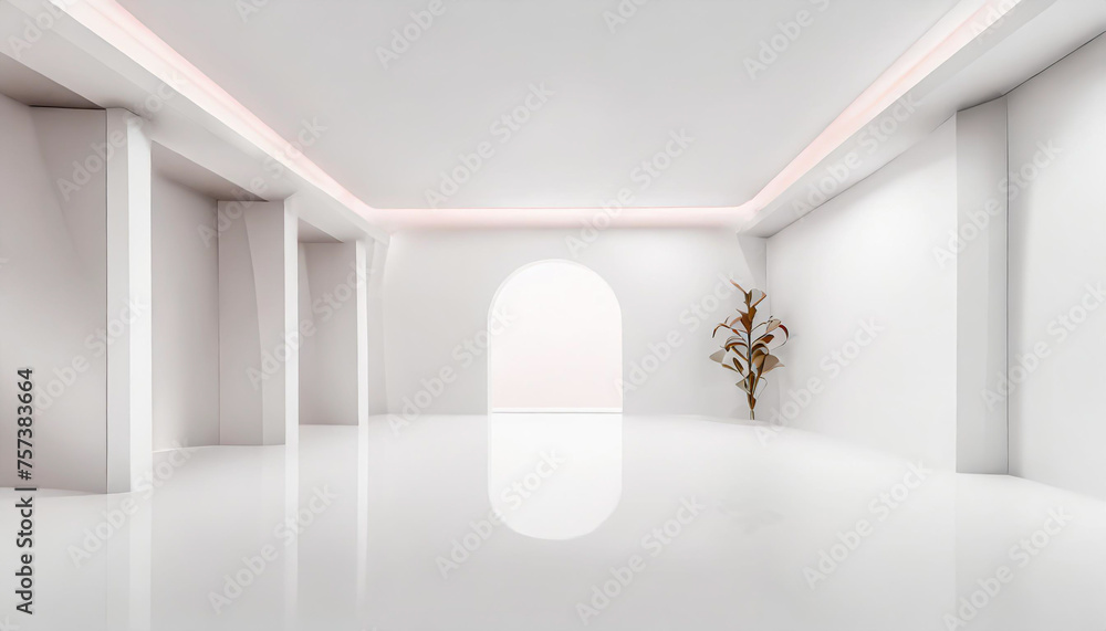 Poster white studio room template on empty background with modern concept. product display backdrops for de