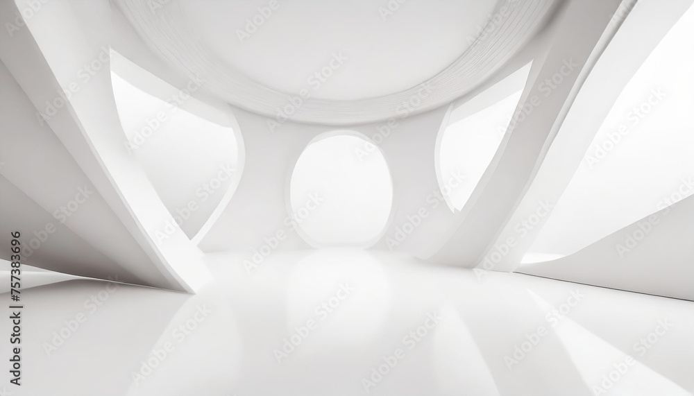 Poster white studio room template on empty background with modern concept. product display backdrops for de