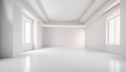 White studio room template on empty background with modern concept. Product display backdrops for design. 3D rendering,