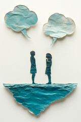 couple communication psychology with speech bubbles, psychology concept illustration