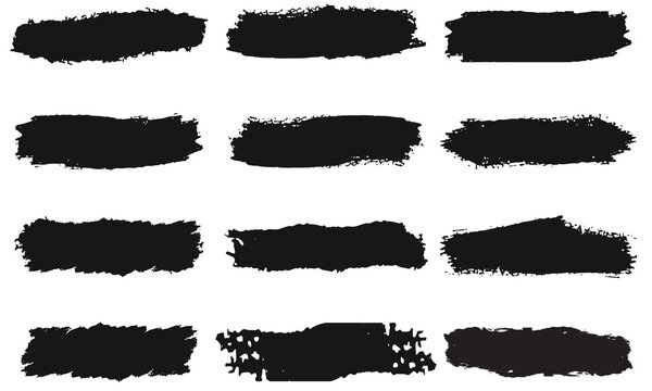 Brush strokes. Vector paintbrush set. Black isolated paintbrush collection . Abstract painted background templates.