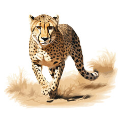 A confident cheetah sprinting across the African 