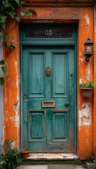 The Front Door in a Close-Up Magic Style - obrazy, fototapety, plakaty