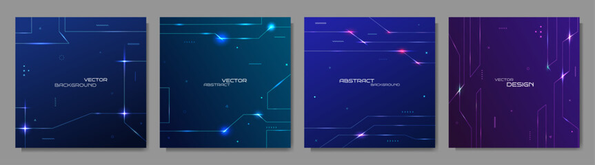 Vector illustration. Software programming concept. Glowing lines and dots. Digital technological background. Design for web banner, social media template. Memphis pattern composition