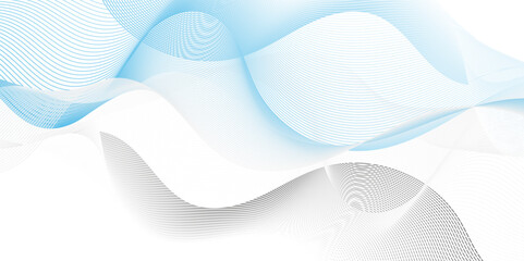 Abstract blue blend digital wave lines and technology transparent background. Minimal carve wavy white and blue flowing wave lines and glowing moving lines. Futuristic sound wave lines background.