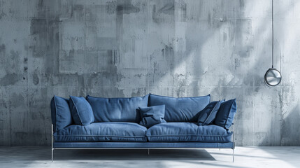 sofa, loft home interior design of modern living room in minimalist studio apartment