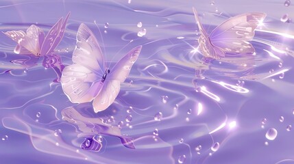 Ethereal Purple Butterflies on Glittering Waves