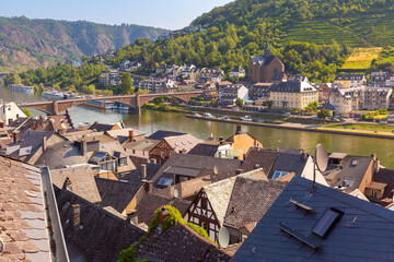 Sunny Cochem, beautiful town on romantic Moselle river, Germany - 757387466