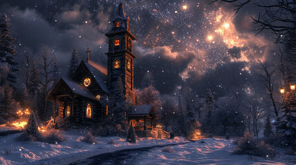 Midnight church bells, silent night falls, peace blankets souls. - Powered by Adobe