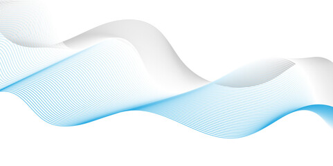 Abstract blue blend digital wave lines and technology transparent background. Minimal carve wavy white and blue flowing wave lines and glowing moving lines. Futuristic sound wave lines background.