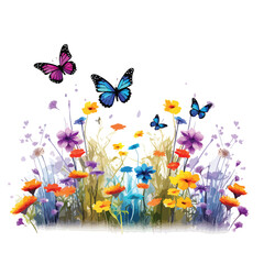 Fototapeta na wymiar A group of colorful butterflies fluttering around