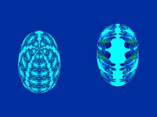 Easter eggs - abstract graphics with flowers of crocuses, 3D effect and blue color. Topics: Easter decorations, tradition, illustration, card, spring flora motifs, flowering, nature, holiday season