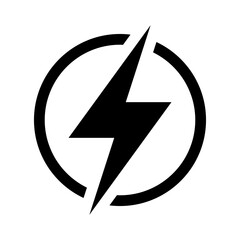 Lightning, electric power vector icon. Energy and thunder electricity symbol. Lightning bolt sign in the circle. - obrazy, fototapety, plakaty