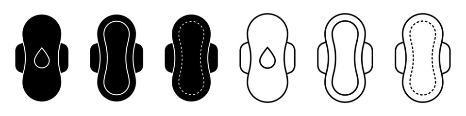 Feminine hygiene pad icon isolated on white background. Hygiene sanitary one drop napkin product symbol vector icon for website or mobile app.