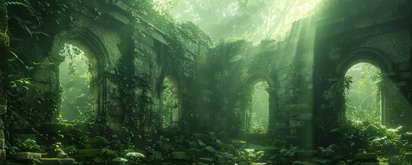 Zelfklevend Fotobehang abandoned overgrown ruins © Riverland Studio
