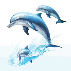 A pair of graceful dolphins leaping out of the water