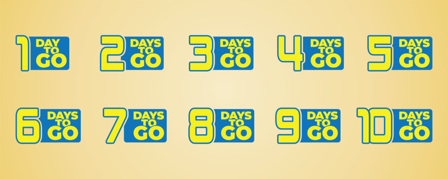 Countdown number day to go set vector clipart

