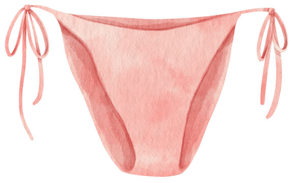 Pink bikini swimsuits watercolor style for Decorative Element