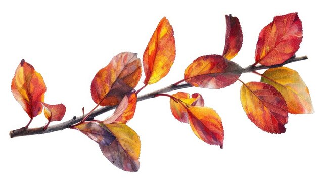 Autumn branch concept with colorful leaves isolated.