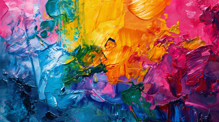 abstract painted colorful background with rough brush strokes - 757392445