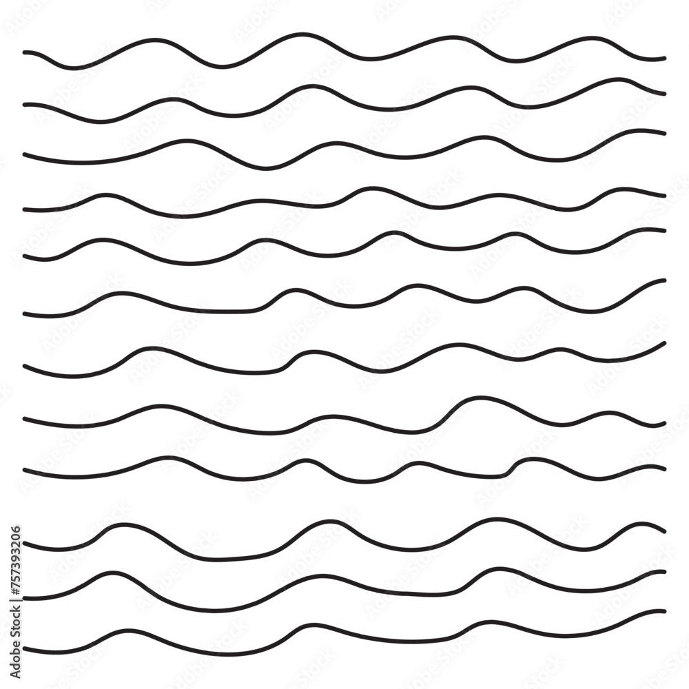 Poster thin line waves vector. set of wavy horizontal lines. zigzag line. line art striped graphic template