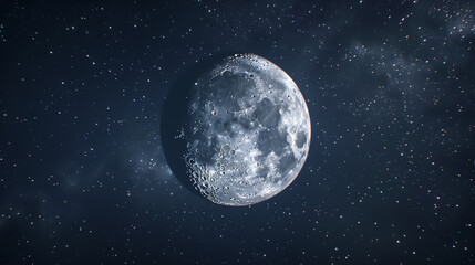 Fototapeta na wymiar Moon on a starry night sky