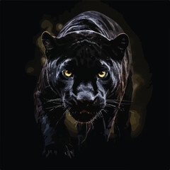 A sleek black panther prowling through the night. Clipart