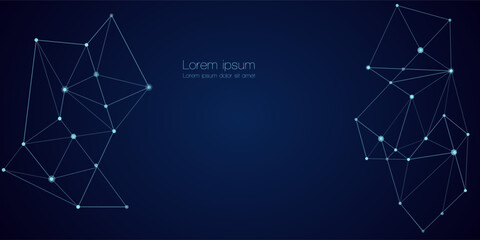 Abstract technology Network nodes, digital connection polygonal shapes, vector background. Science, technology, data structure, connected points, web.