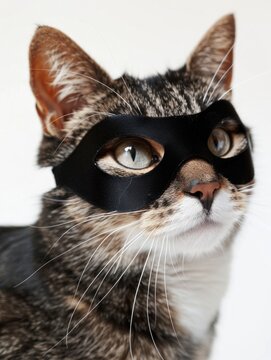 A cat wearing a superhero mask