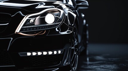 the front of a black car