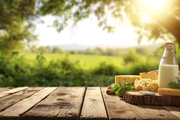 Foto op Plexiglas a wooden table with food on it © VEROPRO