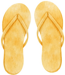 Yellow Sandals watercolor illustration for Summer Decorative Element