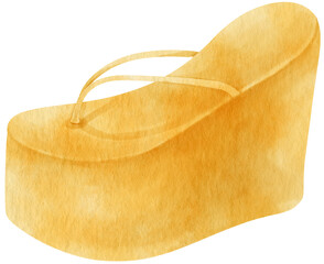 Yellow Sandals watercolor illustration for Summer Decorative Element