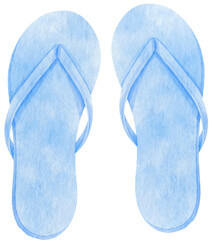 Green Sandals watercolor illustration for Summer Decorative Element