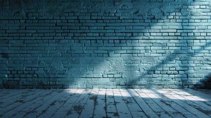 Interior architecture concept with blue brick wall texture background.